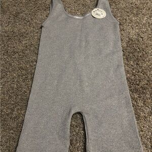 Gray Ribbed Sleeveless Jumpsuit